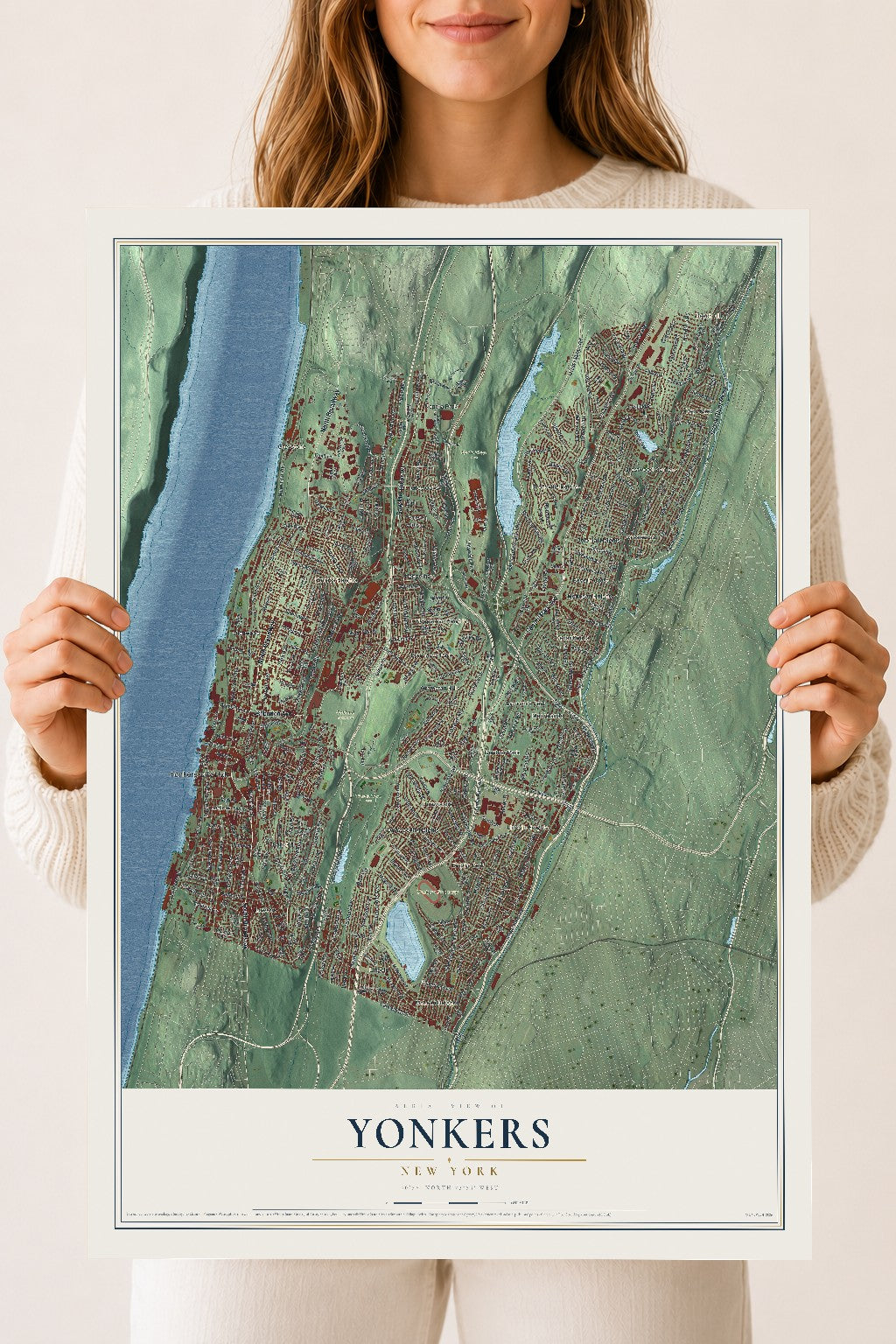 Yonkers, New York map print, 18" x 24" Archival Matte Print mockup