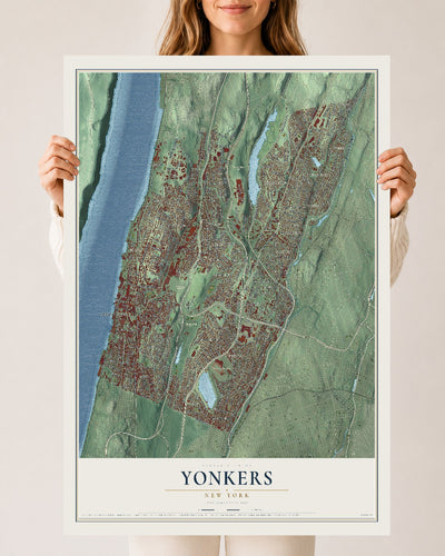 Yonkers, New York map print, 24" x 36" Archival Matte Print mockup