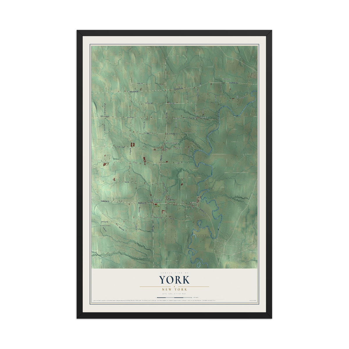York, New York map print, 12" x 18" W/ Black Ayous Wood Frame mockup