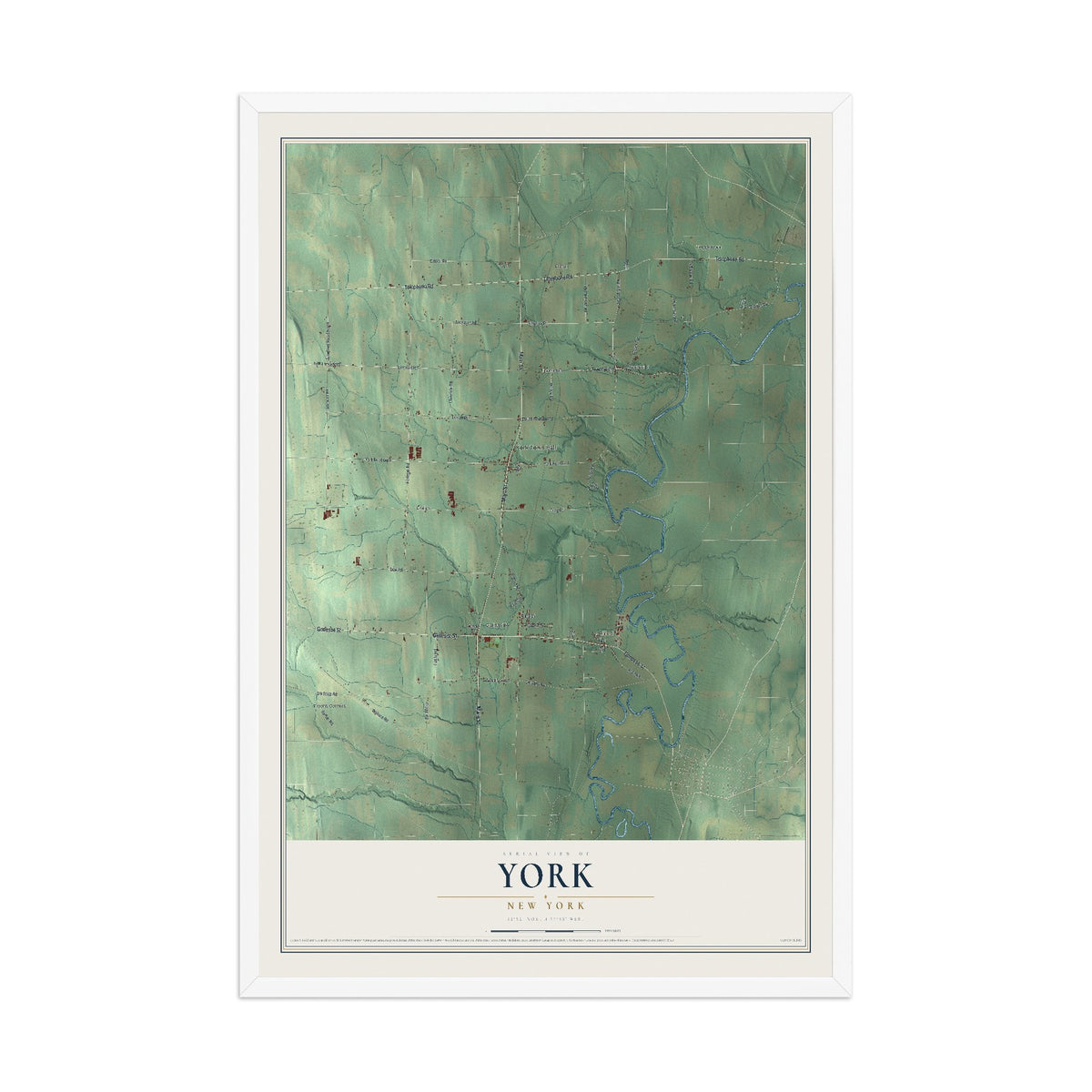 York, New York map print, 12" x 18" W/ White Ayous Wood Frame mockup