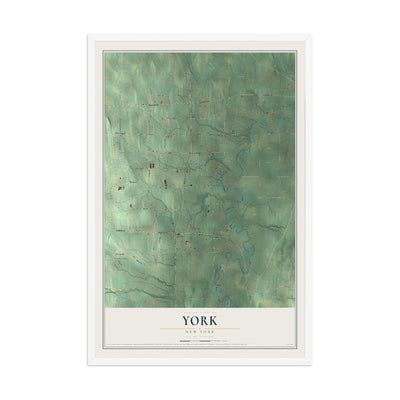 York, New York map print, 12" x 18" W/ White Ayous Wood Frame mockup