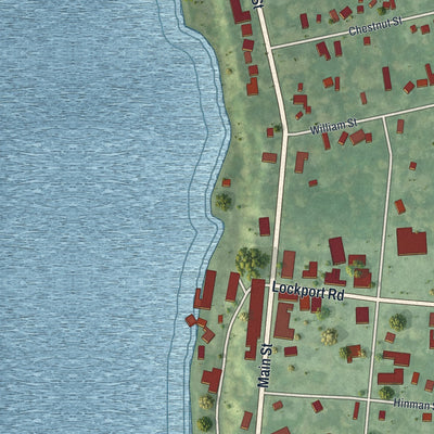 Close-up of the map of Youngstown, New York print showing street and building detail