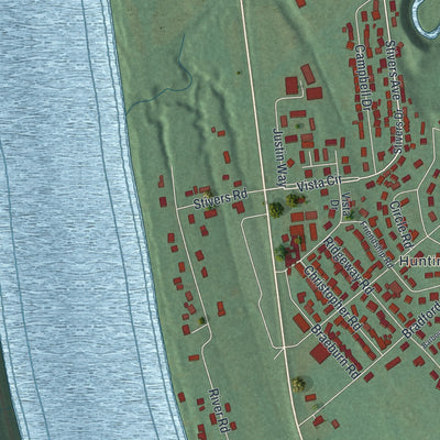 Second close-up of the map of Aberdeen, Ohio print showing more streets and buildings