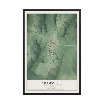Map of Adamsville, Ohio, 12 x 18 inch print in a black wood frame