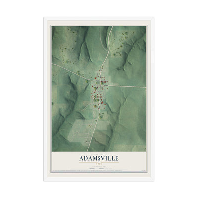 Map of Adamsville, Ohio, 12 x 18 inch print in a white wood frame