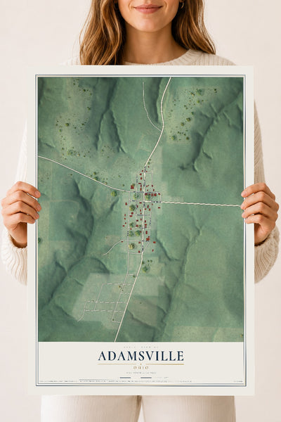 Map of Adamsville, Ohio, 18 x 24 inch unframed archival matte print