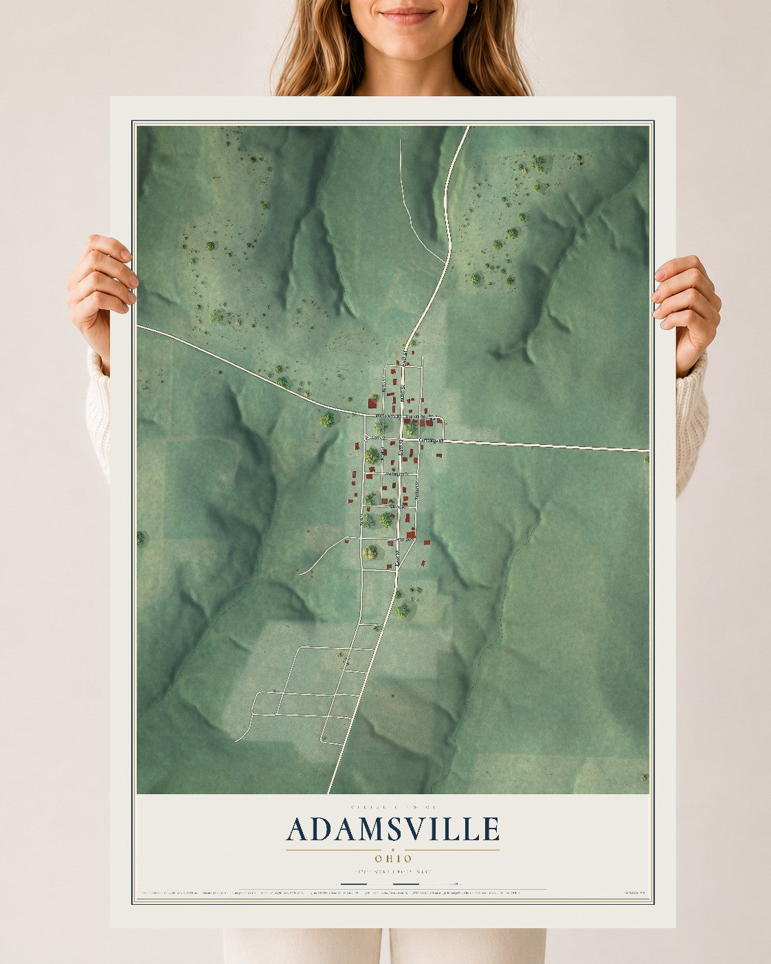 Map of Adamsville, Ohio, 24 x 36 inch unframed archival matte print