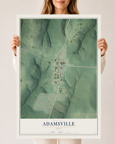 Map of Adamsville, Ohio, 24 x 36 inch unframed archival matte print
