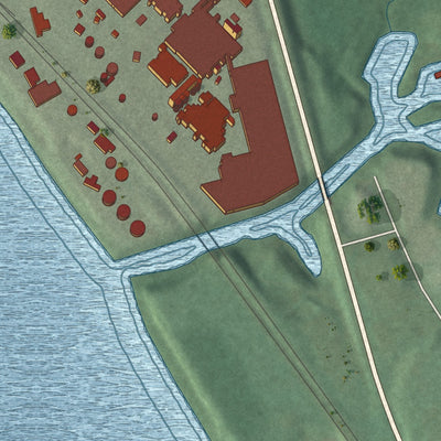 Second close-up of the map of Addyston, Ohio print showing more streets and buildings