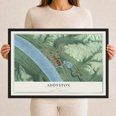 Map of Addyston, Ohio, 12 x 18 inch print in a black wood frame