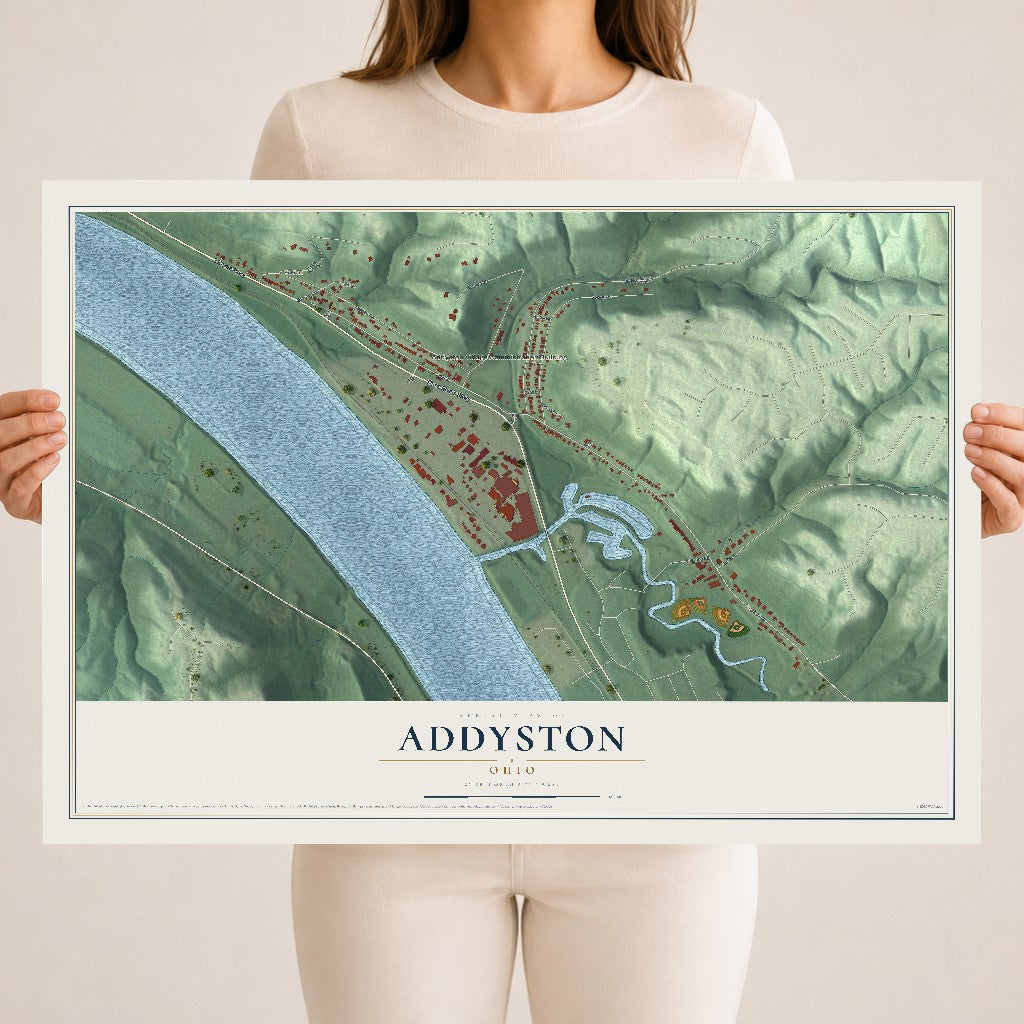 Map of Addyston, Ohio, 18 x 24 inch unframed archival matte print
