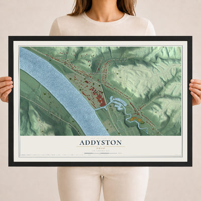 Map of Addyston, Ohio, 18 x 24 inch print in a black wood frame