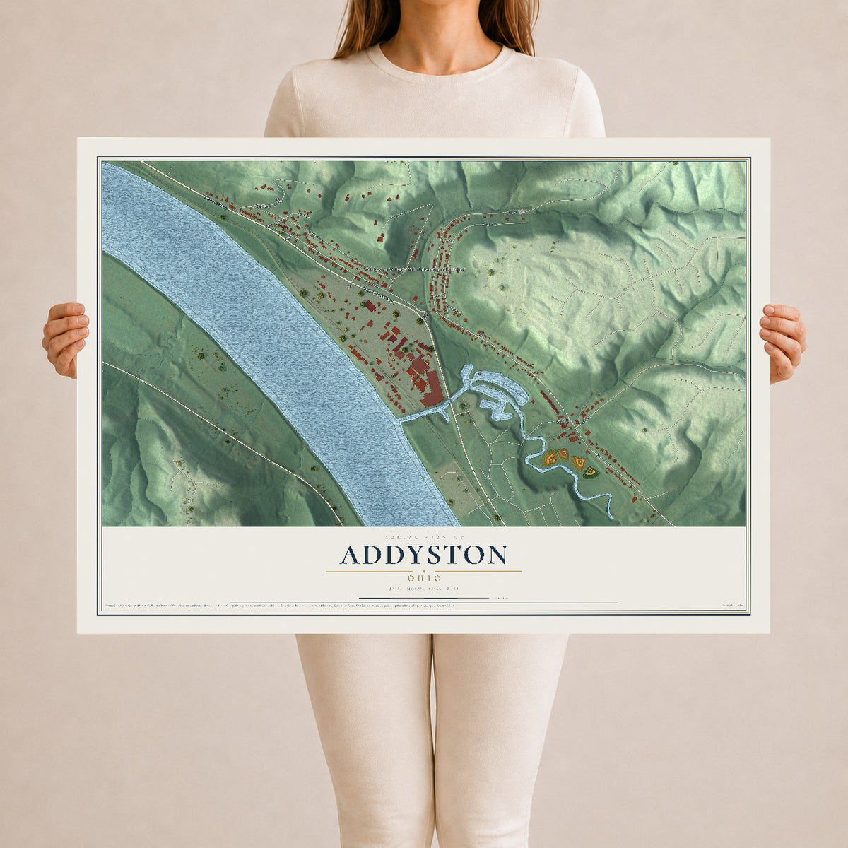 Map of Addyston, Ohio, 24 x 36 inch unframed archival matte print