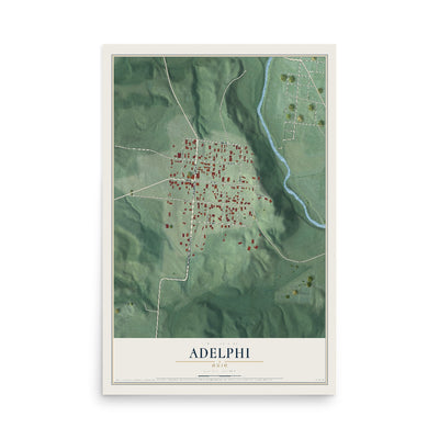 Map of Adelphi, Ohio, 12 x 18 inch unframed archival matte print