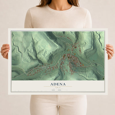 Map of Adena, Ohio, 12 x 18 inch unframed archival matte print