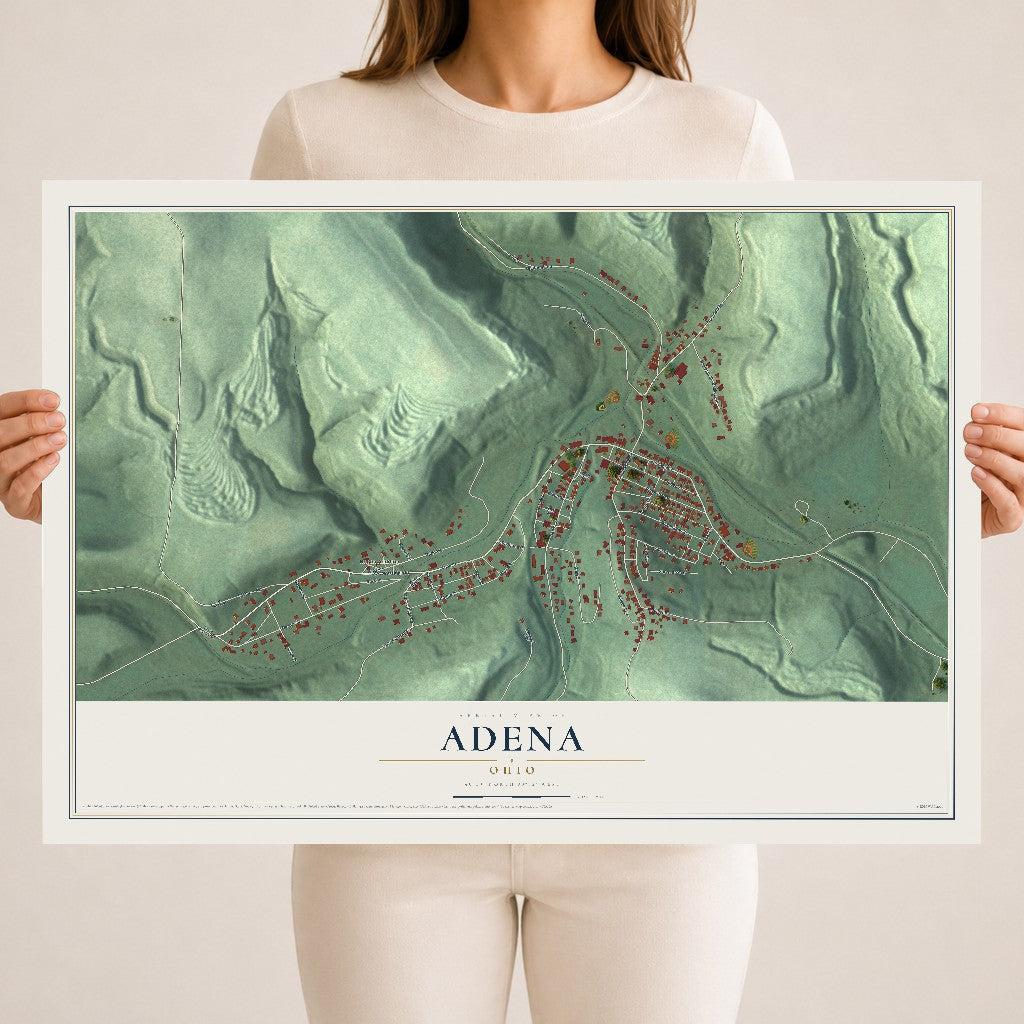 Map of Adena, Ohio, 18 x 24 inch unframed archival matte print