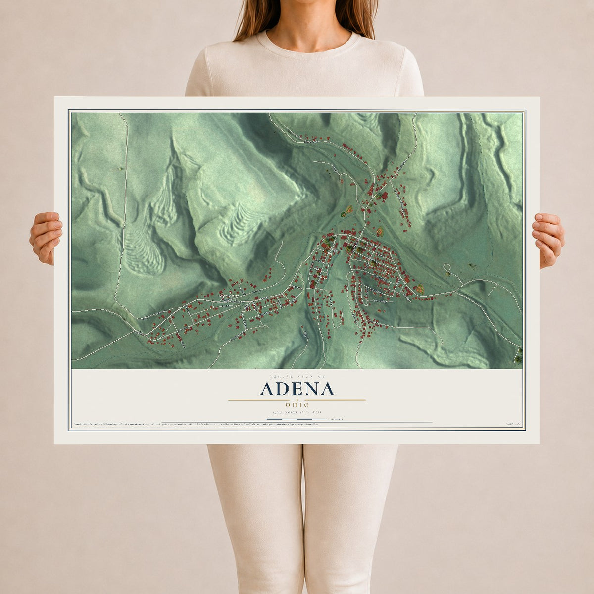 Map of Adena, Ohio, 24 x 36 inch unframed archival matte print