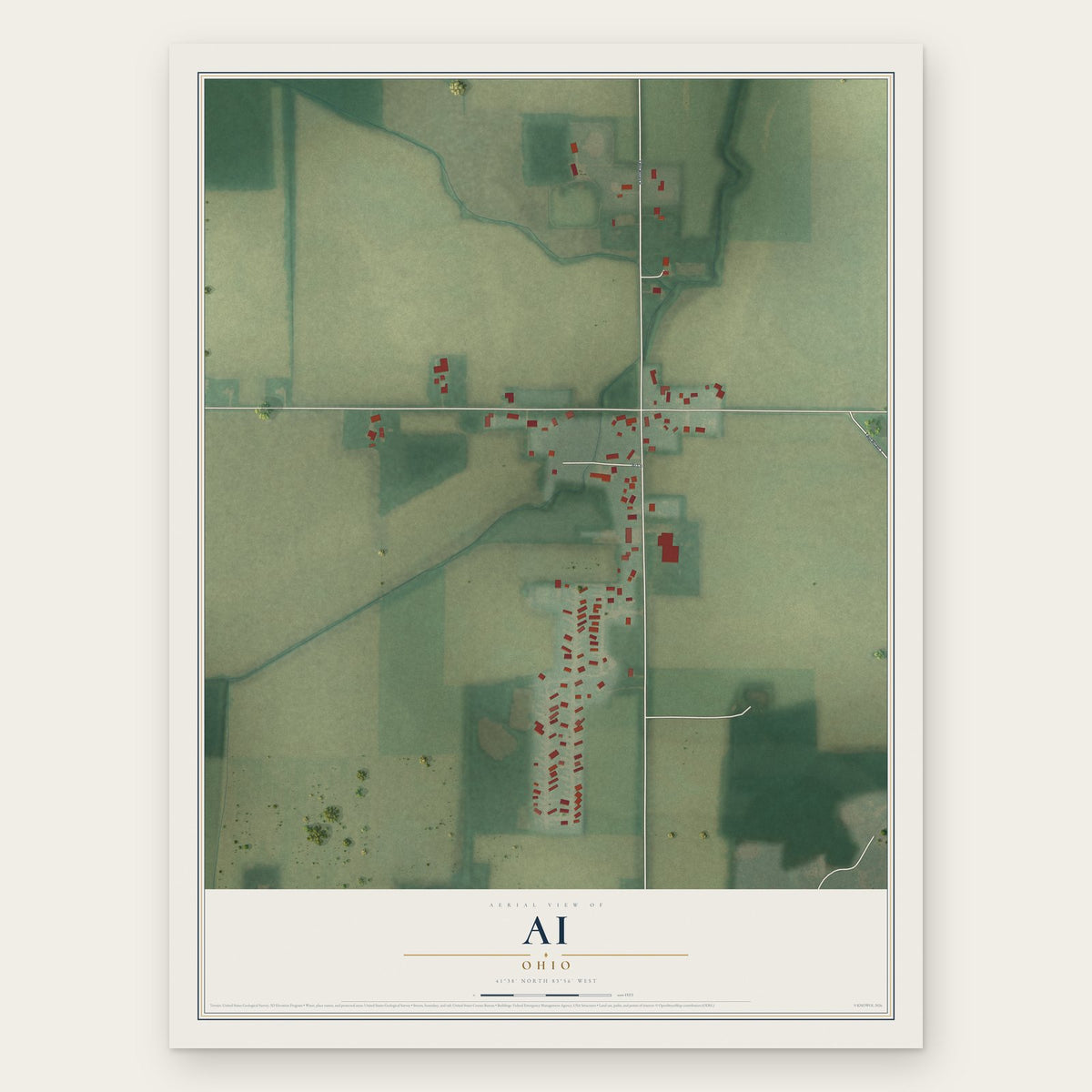 Ai, Ohio map print, the full design