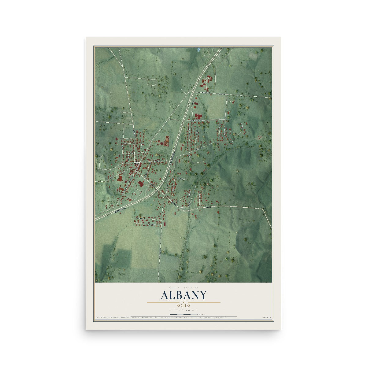 Map of Albany, Ohio, 12 x 18 inch unframed archival matte print