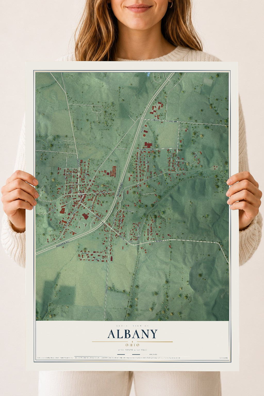 Map of Albany, Ohio, 18 x 24 inch unframed archival matte print