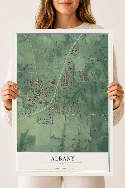 Map of Albany, Ohio, 18 x 24 inch unframed archival matte print