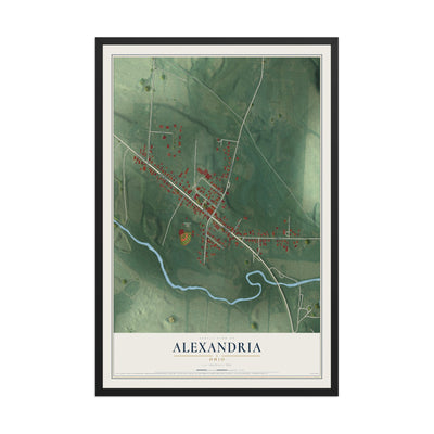 Map of Alexandria, Ohio, 12 x 18 inch print in a black wood frame
