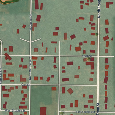 Second close-up of the map of Alger, Ohio print showing more streets and buildings