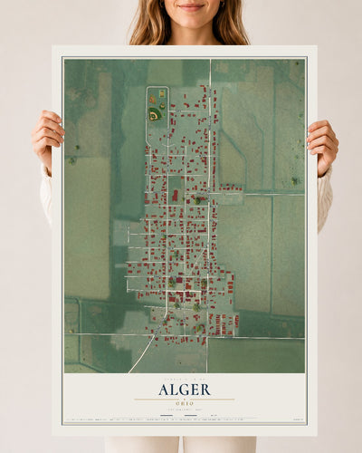 Map of Alger, Ohio, 24 x 36 inch unframed archival matte print