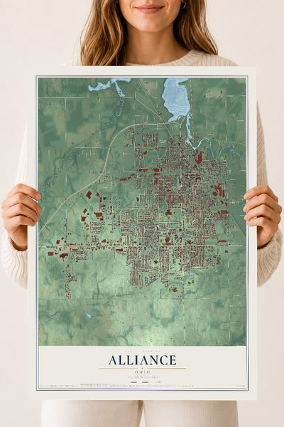 Map of Alliance, Ohio, 18 x 24 inch unframed archival matte print