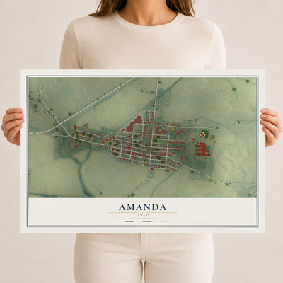 Map of Amanda, Ohio, 12 x 18 inch unframed archival matte print