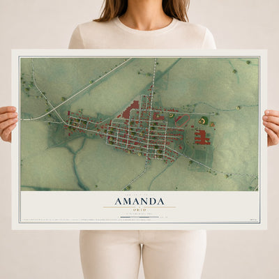 Map of Amanda, Ohio, 18 x 24 inch unframed archival matte print