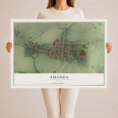 Map of Amanda, Ohio, 24 x 36 inch unframed archival matte print
