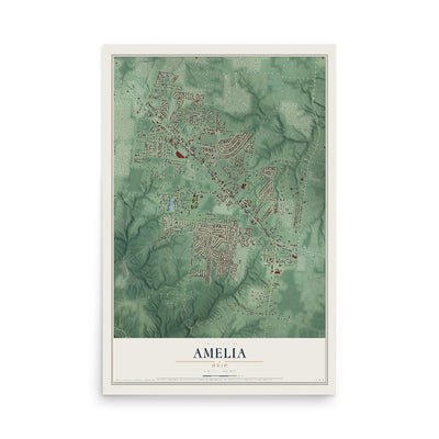Map of Amelia, Ohio, 12 x 18 inch unframed archival matte print