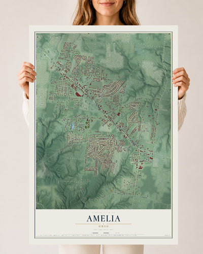 Map of Amelia, Ohio, 24 x 36 inch unframed archival matte print