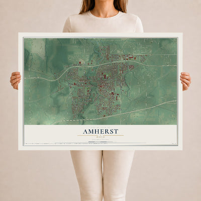 Map of Amherst, Ohio, 24 x 36 inch unframed archival matte print