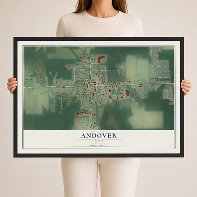 Map of Andover, Ohio, 24 x 36 inch print in a black wood frame