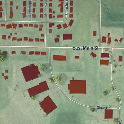 Second close-up of the map of Anna, Ohio print showing more streets and buildings