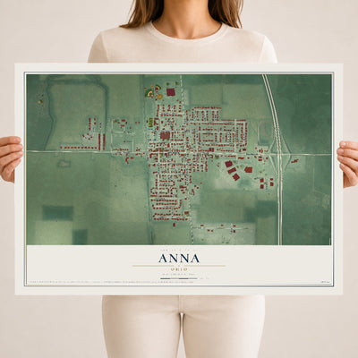 Map of Anna, Ohio, 18 x 24 inch unframed archival matte print
