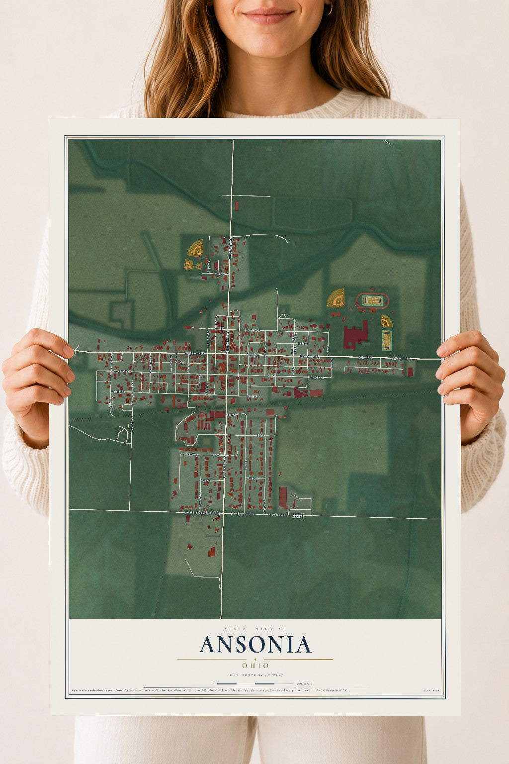 Map of Ansonia, Ohio, 18 x 24 inch unframed archival matte print