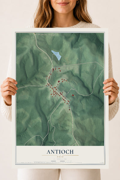 Map of Antioch, Ohio, 18 x 24 inch unframed archival matte print