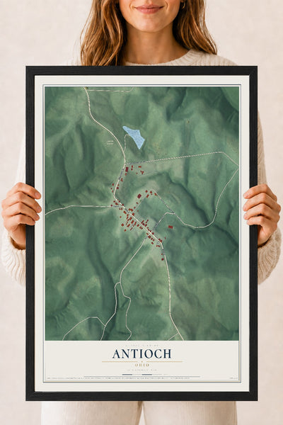 Map of Antioch, Ohio, 18 x 24 inch print in a black wood frame