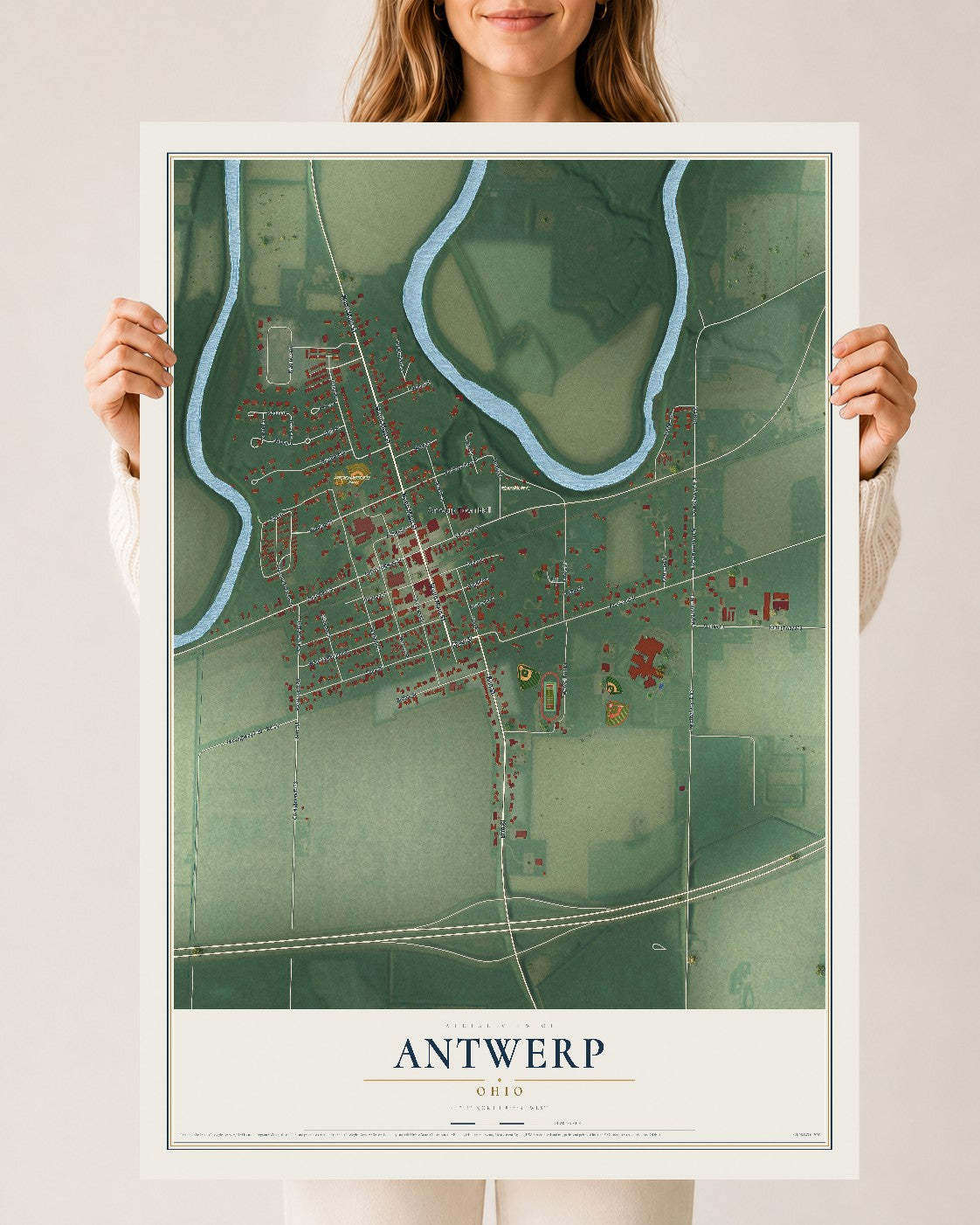Map of Antwerp, Ohio, 24 x 36 inch unframed archival matte print
