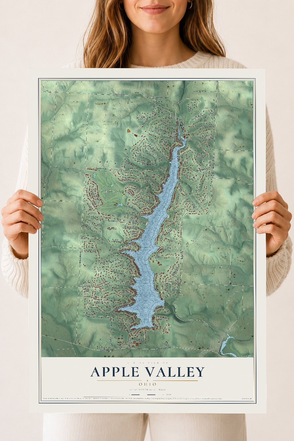 Map of Apple Valley, Ohio, 18 x 24 inch unframed archival matte print