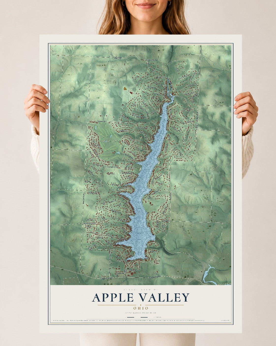 Map of Apple Valley, Ohio, 24 x 36 inch unframed archival matte print