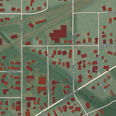 Close-up of the map of Arcadia, Ohio print showing street and building detail