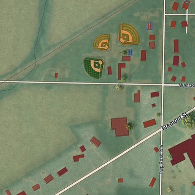 Second close-up of the map of Arcadia, Ohio print showing more streets and buildings
