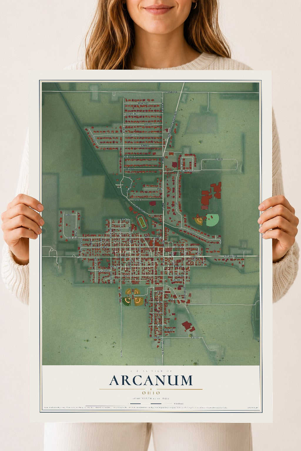 Map of Arcanum, Ohio, 18 x 24 inch unframed archival matte print