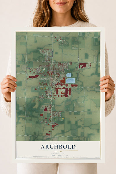 Map of Archbold, Ohio, 18 x 24 inch unframed archival matte print