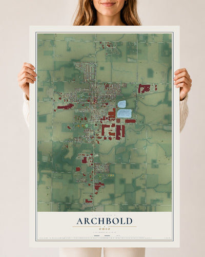 Map of Archbold, Ohio, 24 x 36 inch unframed archival matte print