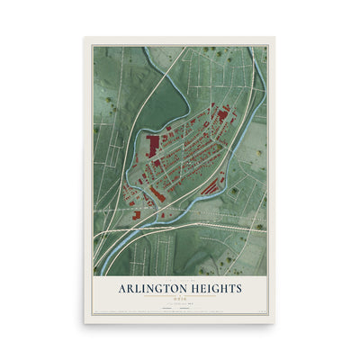 Map of Arlington Heights, Ohio, 12 x 18 inch unframed archival matte print